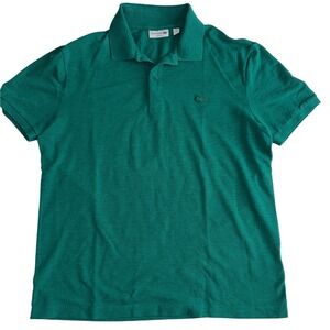 Lacoste Slim Fit Polo Shirt Mens XL Green Heathered Short Sleeve Crocodile Logo